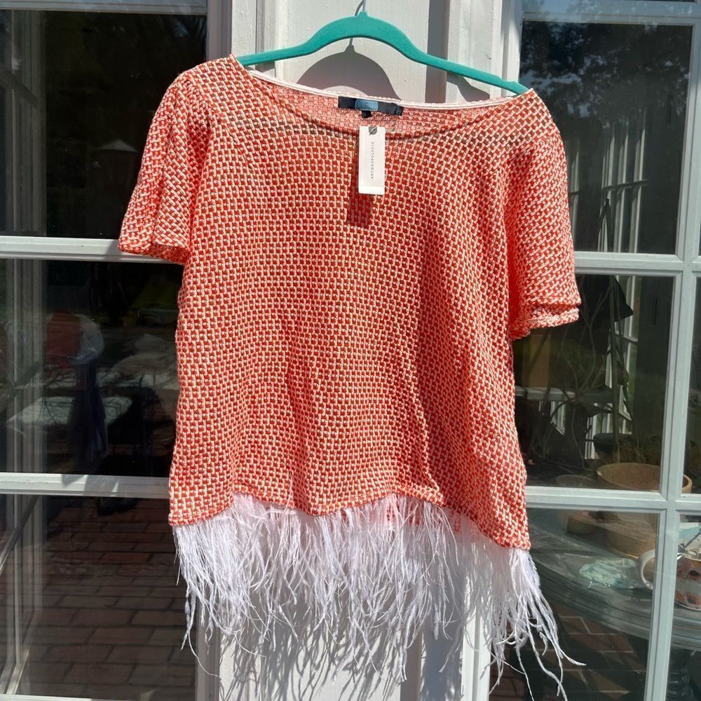 Anthropologie Eva Franco Feathered Top NWT - Picture 5 of 11